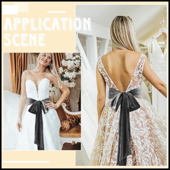 Velvet Sash Belt for Wedding Dress Prom Special Occasion Tie main image 5